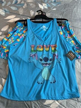 NWTS Women’s Disney Pride Stitch w/Rainbow LOVE Shorty PJ Set Sz 2X